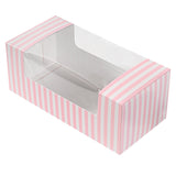 Boxes, Pastry & Cake, 9.75 x 4.75 x 4 Inch, Paper, Pink & White Stripe, with Window,100 - 1 EACH