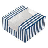 Boxes, Pastry & Cake, Pastry Tek 6.25 x 6.25 x 3.25 Inch, Paper, Blue & White Stripe, with Window,100 - 1 EACH