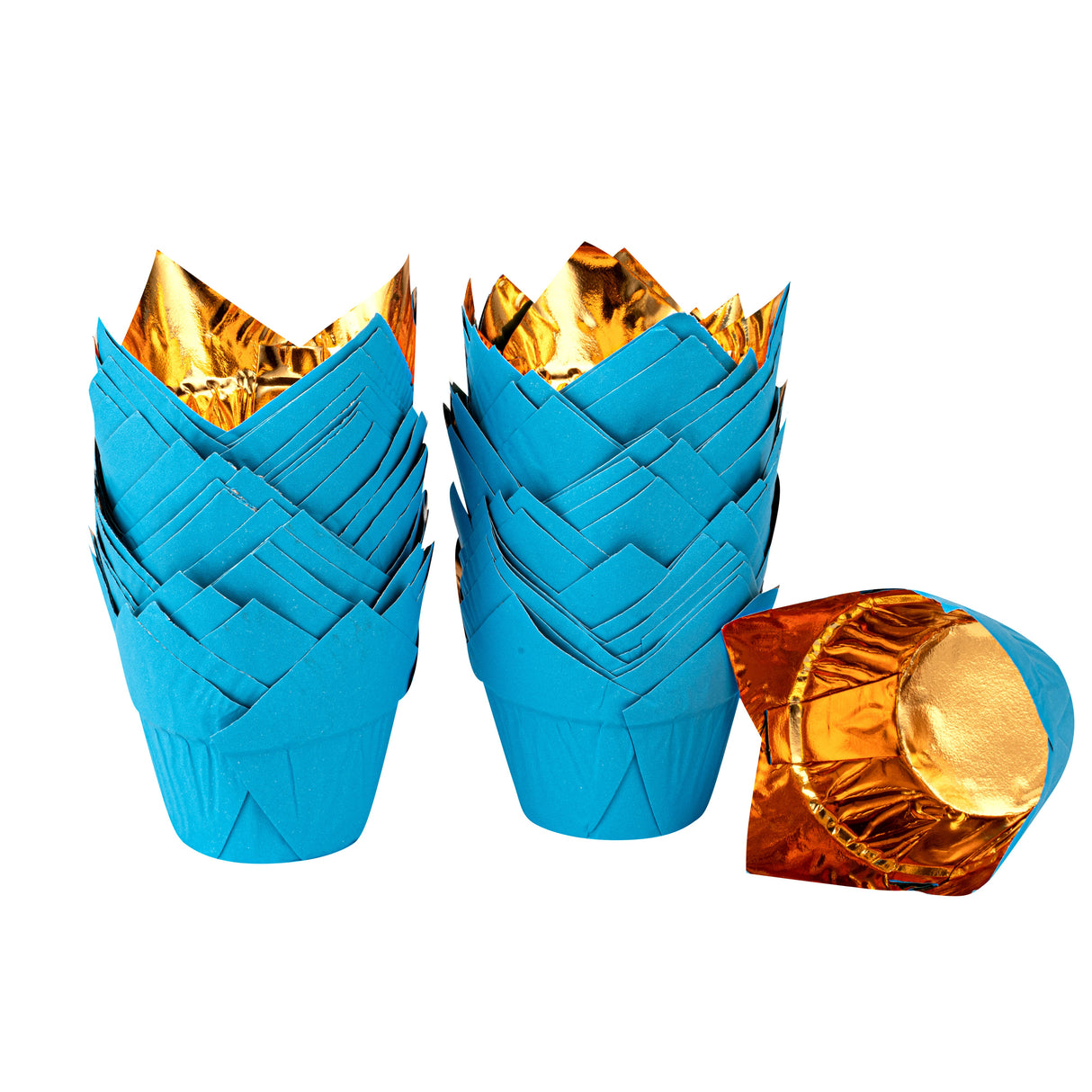 Cups, Baking, 3.90 Ounce, Foil Paper, Blue, Tulip, 3.25 x 3.25 x 3.25 Inch,50 - 1 EACH