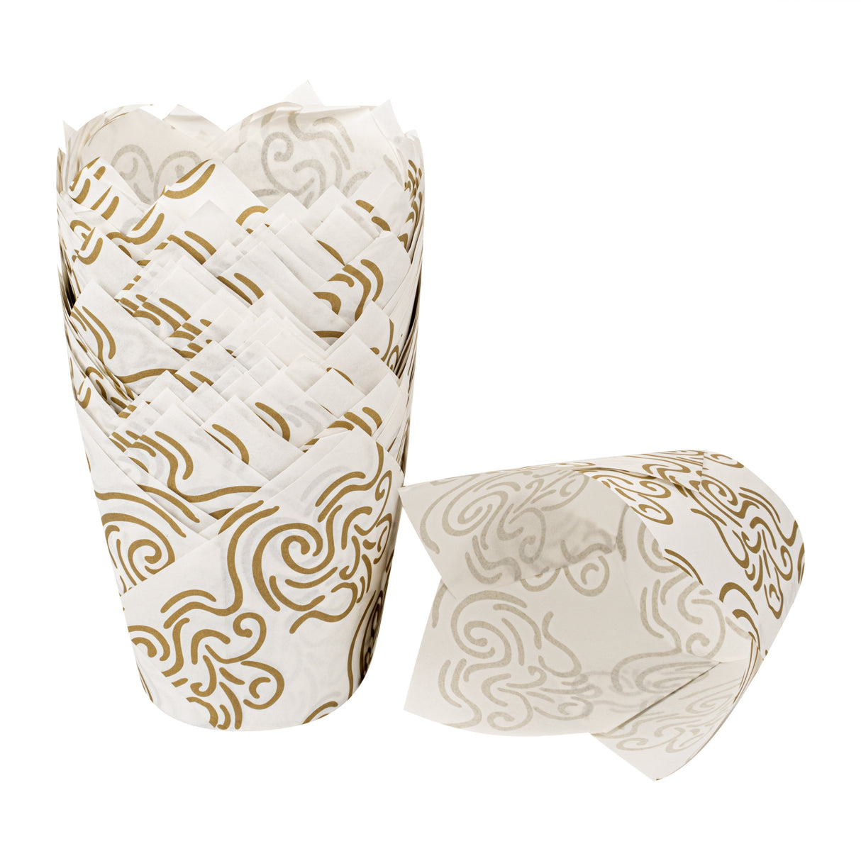 Cups, Baking, 3.50 Ounce, Greasproof Paper, White Floral, Tulip, 3.25 x 3.25 x 3.25 Inch,50 - 1 EACH