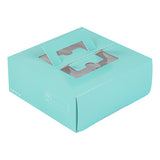 Boxes, Cake & Lunch, 9 x 9 x 3.50 Inch, Paper, Turquoise, with Window & Pop-Up Handle,50 - 1 EACH