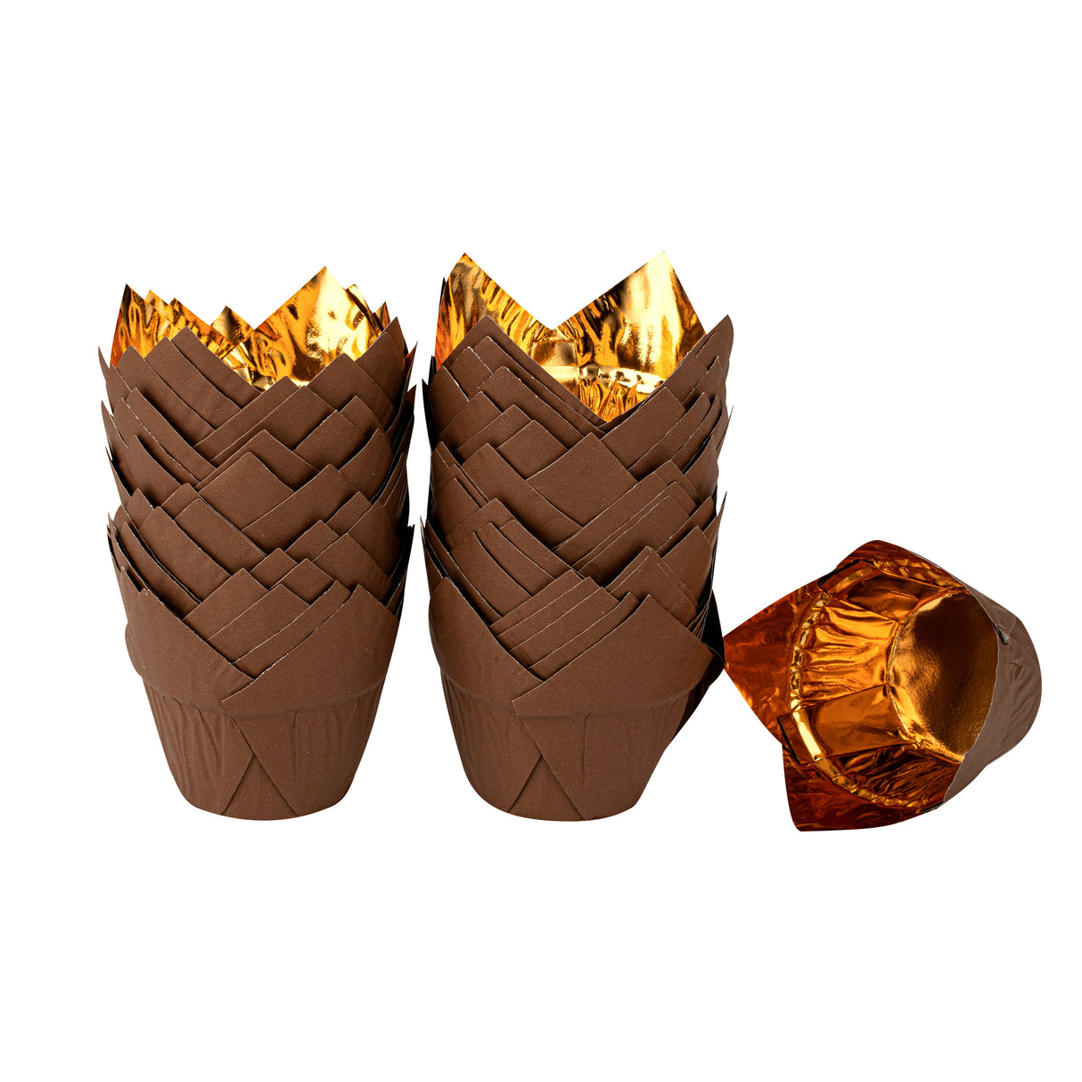 Cups, Baking, 3.90 Ounce, Foil Paper, Brown, Tulip, 3.25 x 3.25 x 3.25 Inch,500 - 1 EACH