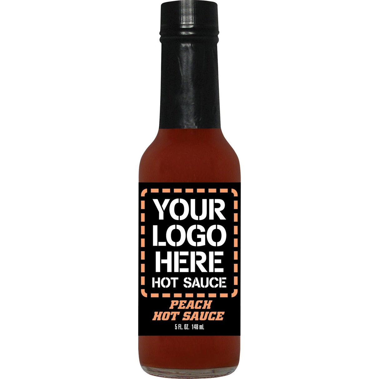 Sauce, Hot, Peach & Pepper, Custom Label,12 - 5 FLUID