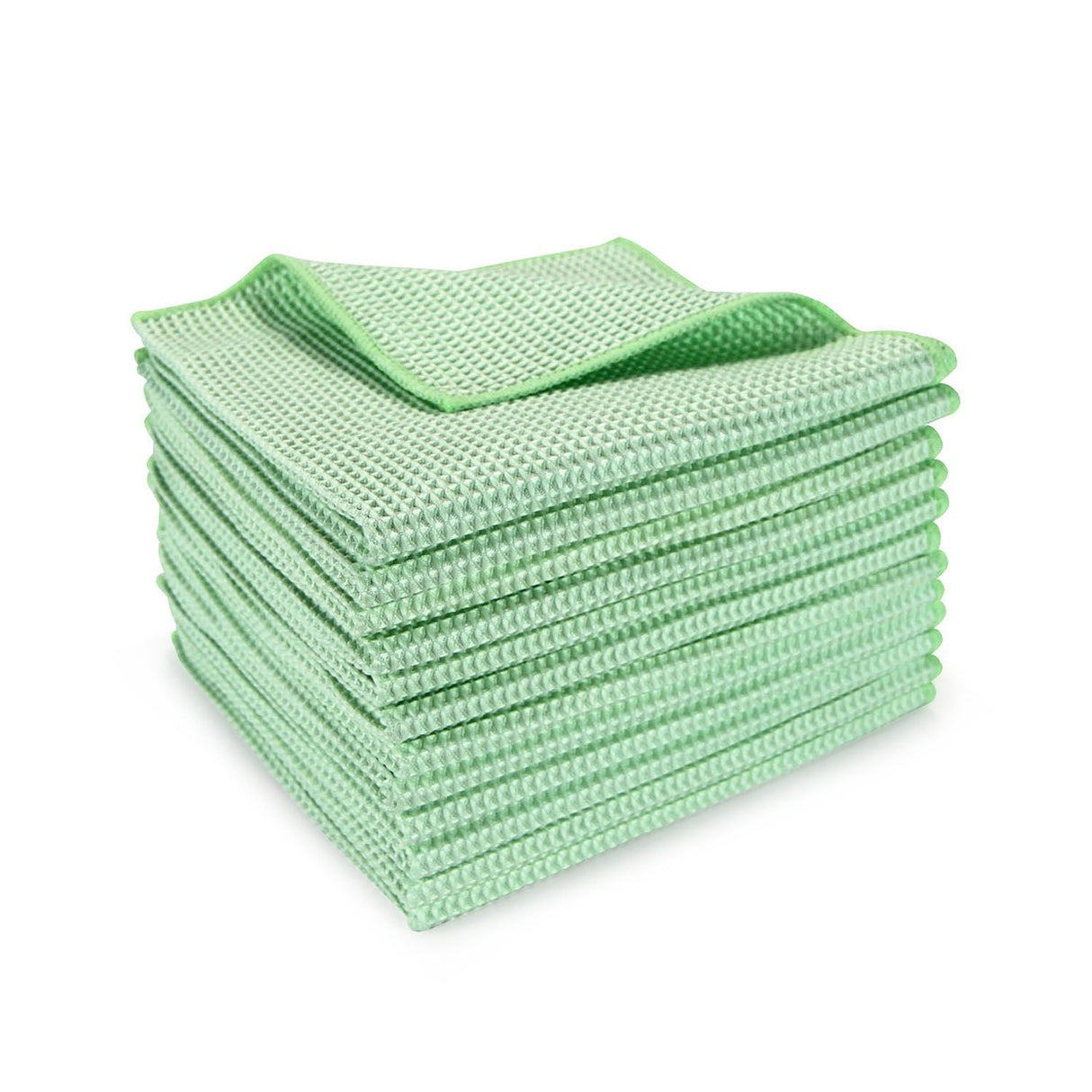 Cloths, 16 x 16 Inch, Green, Microfiber Waffle,12 - 1 EACH
