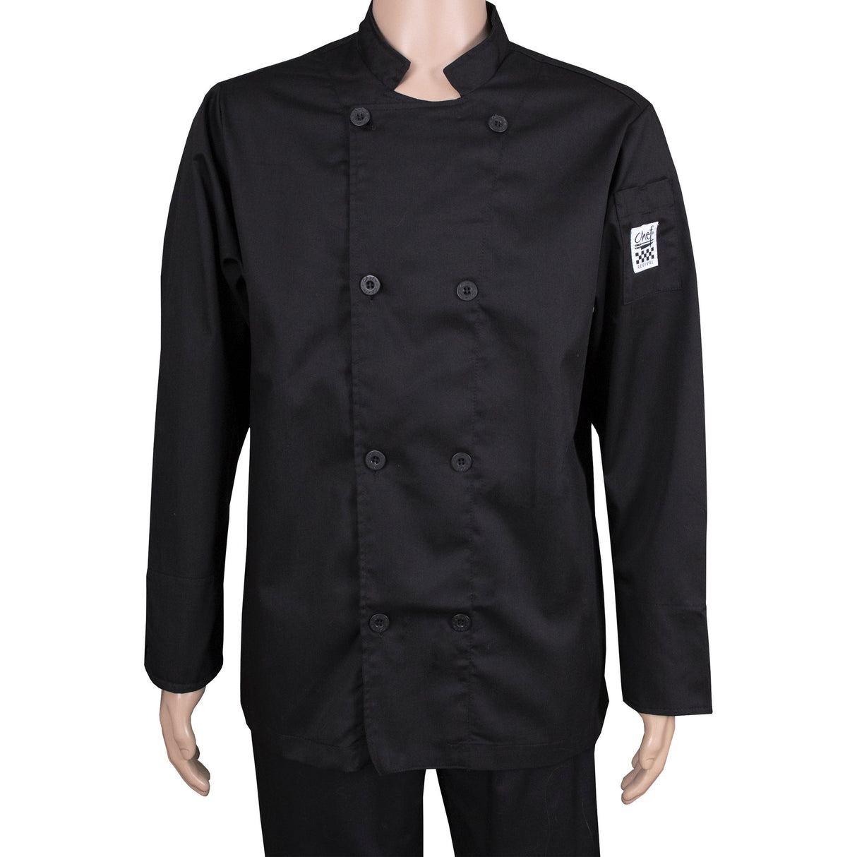 Jacket, Chef, Long-Sleeve, Basic, Black, Medium, Poly/Cotton Blend,1 - 1 EACH
