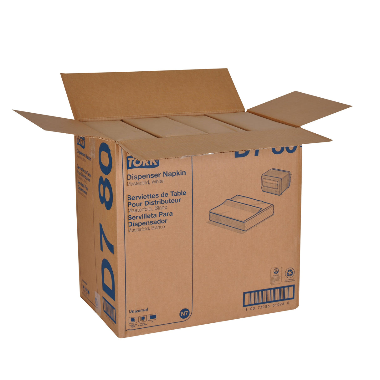 Napkins, Masterfold Dispenser, 1-Ply, White, 13 x 12 Inch,12 - 500 COUNT