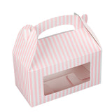 Boxes, Gable & Lunch, Bio Tek 9.50 x 5 x 5 Inch, Paper, Pink & White Stripe, with Window,25 - 1 EACH