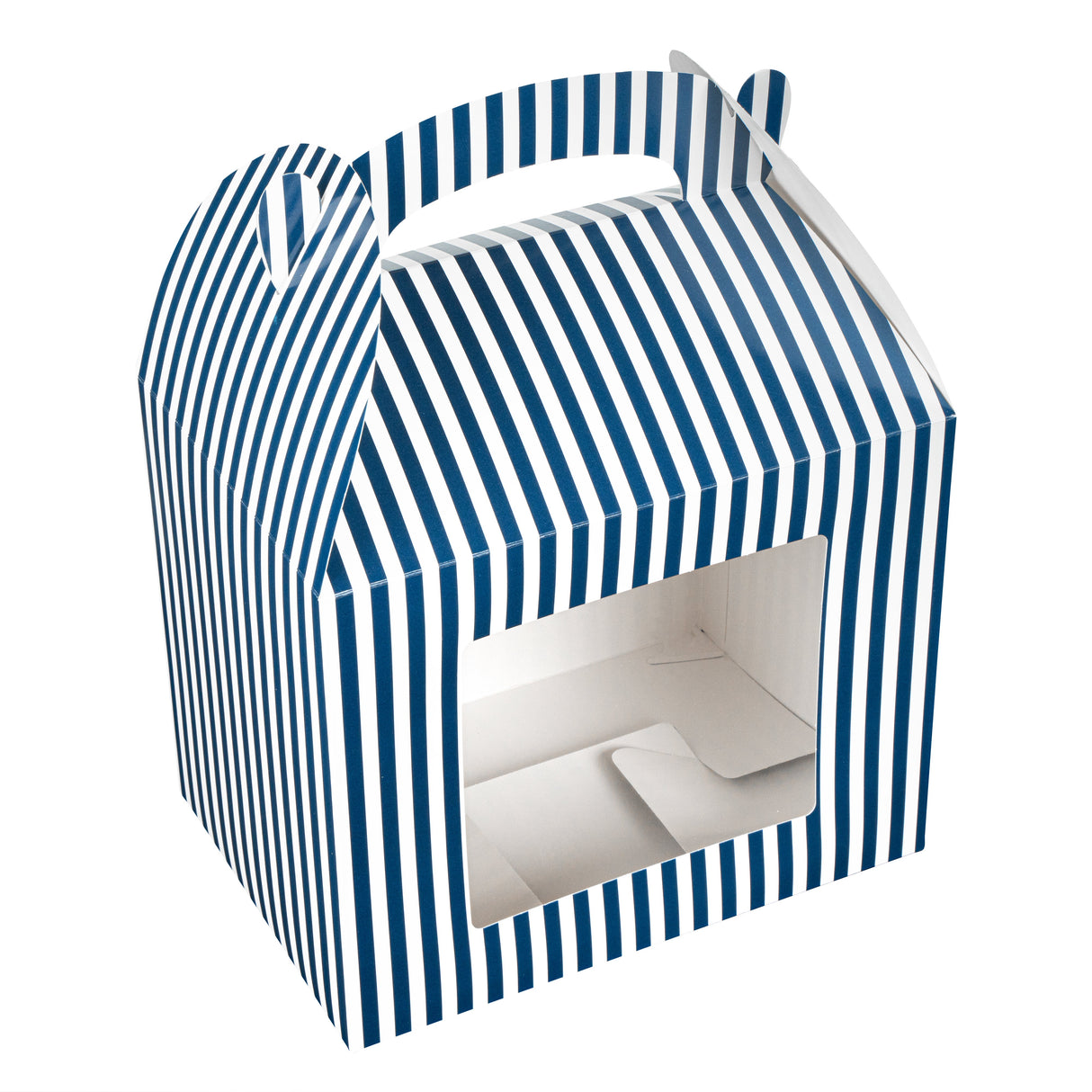 Boxes, Gable & Lunch, Bio Tek 10 x 7 x 8 Inch, Paper, Blue & White, with Window,25 - 1 EACH