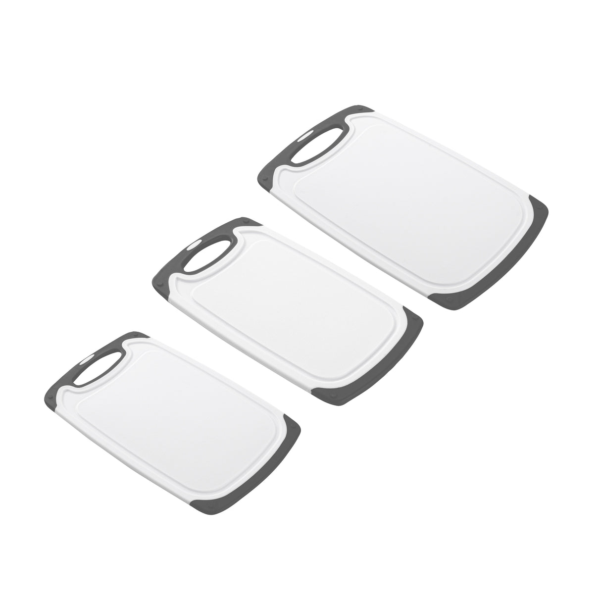 Board Set, Cutting, Comfy Grip 3-Piece, White, Plastic, with Juice Groove & Handle,1 - 1 EACH