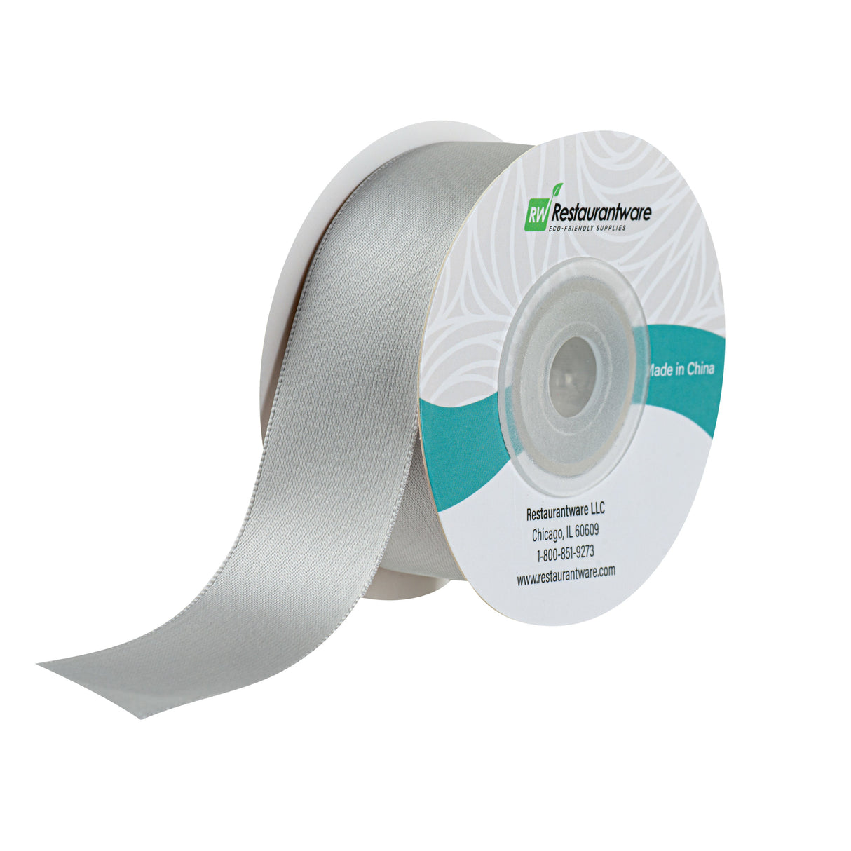 Ribbons, Satin, Gift Tek 1 Inch, Single-Face, Gray, Polyester, 10 Yard,1 - 30 FOOT