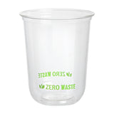 Cups, Zero Waste 12 Ounce, Plastic, Clear, 3.50 x 3.50 x 4.25 Inch, U-Shape Rounded Bottom, PLA,100 - 1 EACH