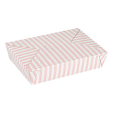 Containers, Take-Out, Bio Tek 49 Ounce, Paper, Pink & White Stripe, 8.50 x 6.25 x 2 Inch, Rectangular, #2,4 - 50 COUNT