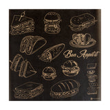 Food Wrap & Basket Liners, Bakery, RW Base 12 x 12 Inch, Greaseproof Paper, Black, Bone Appetit Print,10 - 200 COUNT