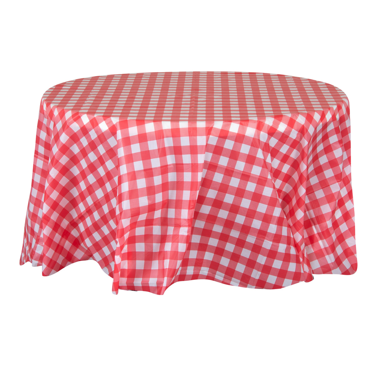 Covers, Table, Table Tek 84 Inch, Plastic, Red Gingham, Round,10 - 2 COUNT