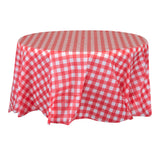 Covers, Table, Table Tek 84 Inch, Plastic, Red Gingham, Round,10 - 2 COUNT
