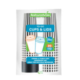 Cups, Hot, Restpresso 20 Ounce, Paper, Black & White Stripe, Single Wall, 3.50 x 3.50 x 6.25 Inch, with Black Lid,20 - 20 COUNT