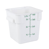 Containers, Food Storage, Met Lux 4 Quart, Square, White, 7 x 7 x 7.50 Inch, with Green Volume Markers,10 - 1 EACH