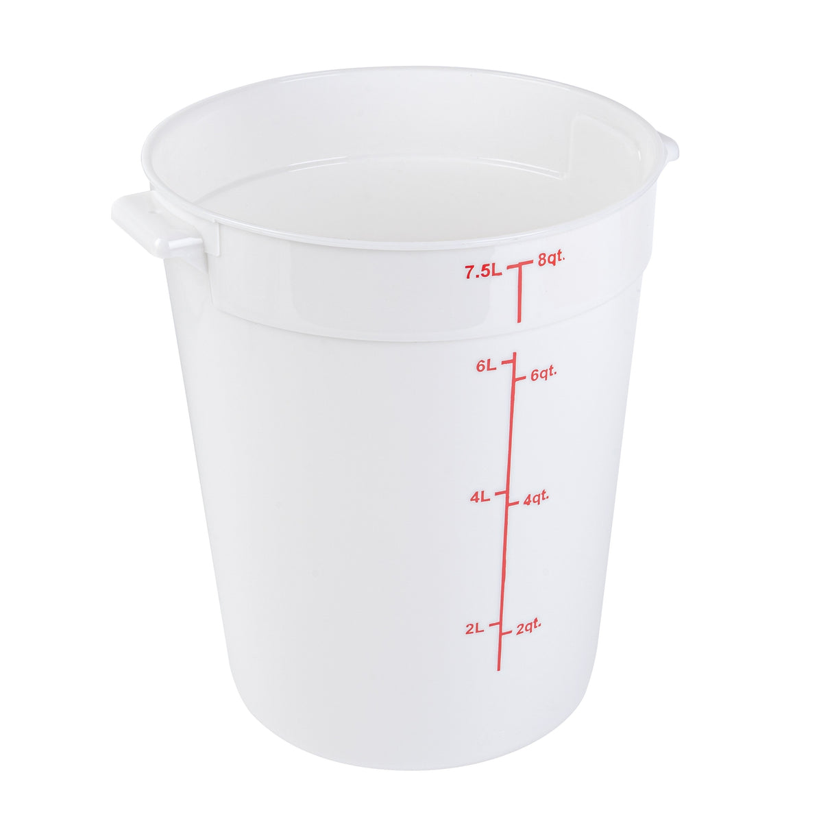 Containers, Food Storage, Met Lux 8 Quart, Round, White, 8.75 x 8.75 x 10.75 Inch, with Red Volume Markers,10 - 1 EACH