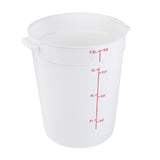 Containers, Food Storage, Met Lux 8 Quart, Round, White, 8.75 x 8.75 x 10.75 Inch, with Red Volume Markers,10 - 1 EACH
