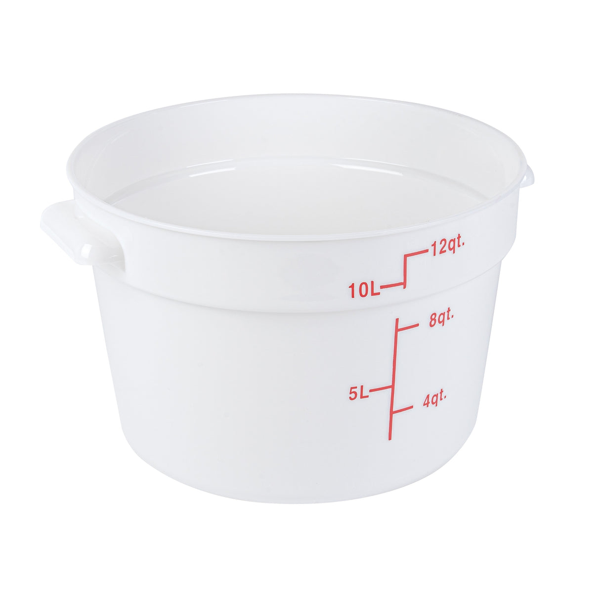 Containers, Food Storage, Met Lux 12 Quart, Round, White, 12.25 x 12.25 x 8 Inch, with Red Volume Markers,10 - 1 EACH