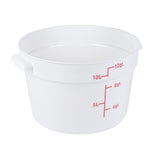 Containers, Food Storage, Met Lux 12 Quart, Round, White, 12.25 x 12.25 x 8 Inch, with Red Volume Markers,10 - 1 EACH