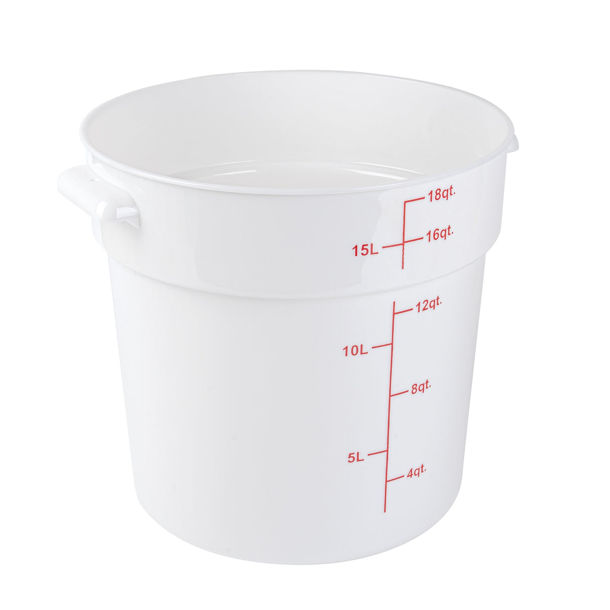 Containers, Food Storage, Met Lux 18 Quart, Round, White, 12.25 x 12.25 x 12 Inch, with Red Volume Markers,10 - 1 EACH
