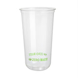 Cups, Zero Waste 24 Ounce, Plastic, Clear, 3.50 x 3.50 x 6 Inch, U-Shape Rounded Bottom, PLA,10 - 100 COUNT