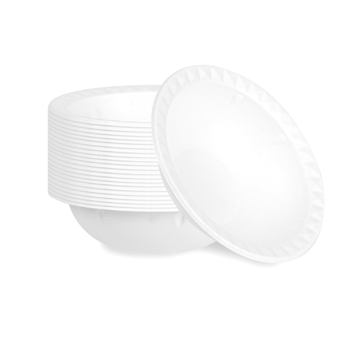 Bowls, Pulp Safe 16 Ounce, Sugarcane & Bagasse, White, 6.75 x 6.75 x 2 Inch, with Diamond Rim,4 - 25 COUNT