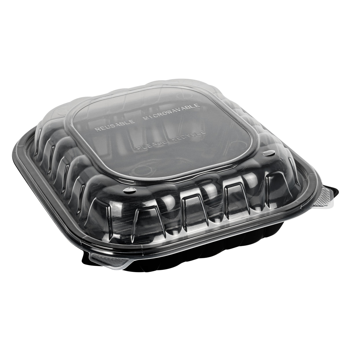 Containers, Thermo Tek 54 Ounce, Plastic, Black, 10.25 x 9 x 3 Inch, Clamshell,2 - 50 COUNT