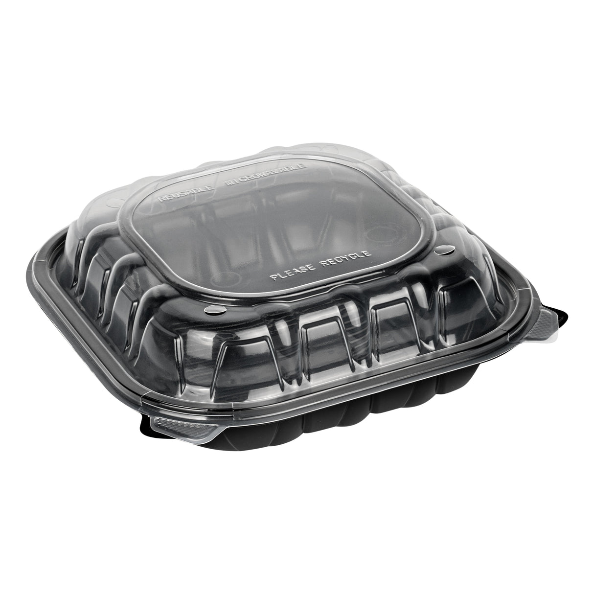Containers, Thermo Tek 40 Ounce, Plastic, Black, 9 x 9 x 3 Inch, Clamshell,2 - 50 COUNT