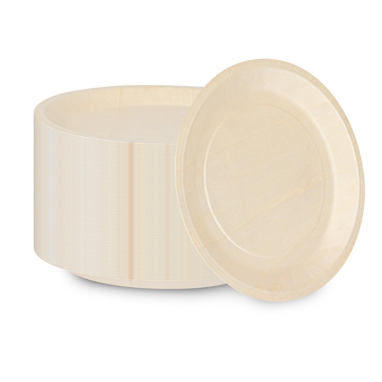 Plates, Taipei 10.25 x 10.25 x 0.75 Inch, Poplar Wood, Natural, Round,4 - 50 COUNT