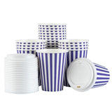 Cups, Hot, Restpresso 12 Ounce, Paper, Purple & White, Single Wall, 3.50 x 3.50 x 4.75 Inch, with White Lid,20 - 20 COUNT