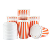 Cups, Hot, Restpresso 12 Ounce, Paper, Orange & White, Single Wall, 3.50 x 3.50 x 4.75 Inch, with White Lid,20 - 20 COUNT