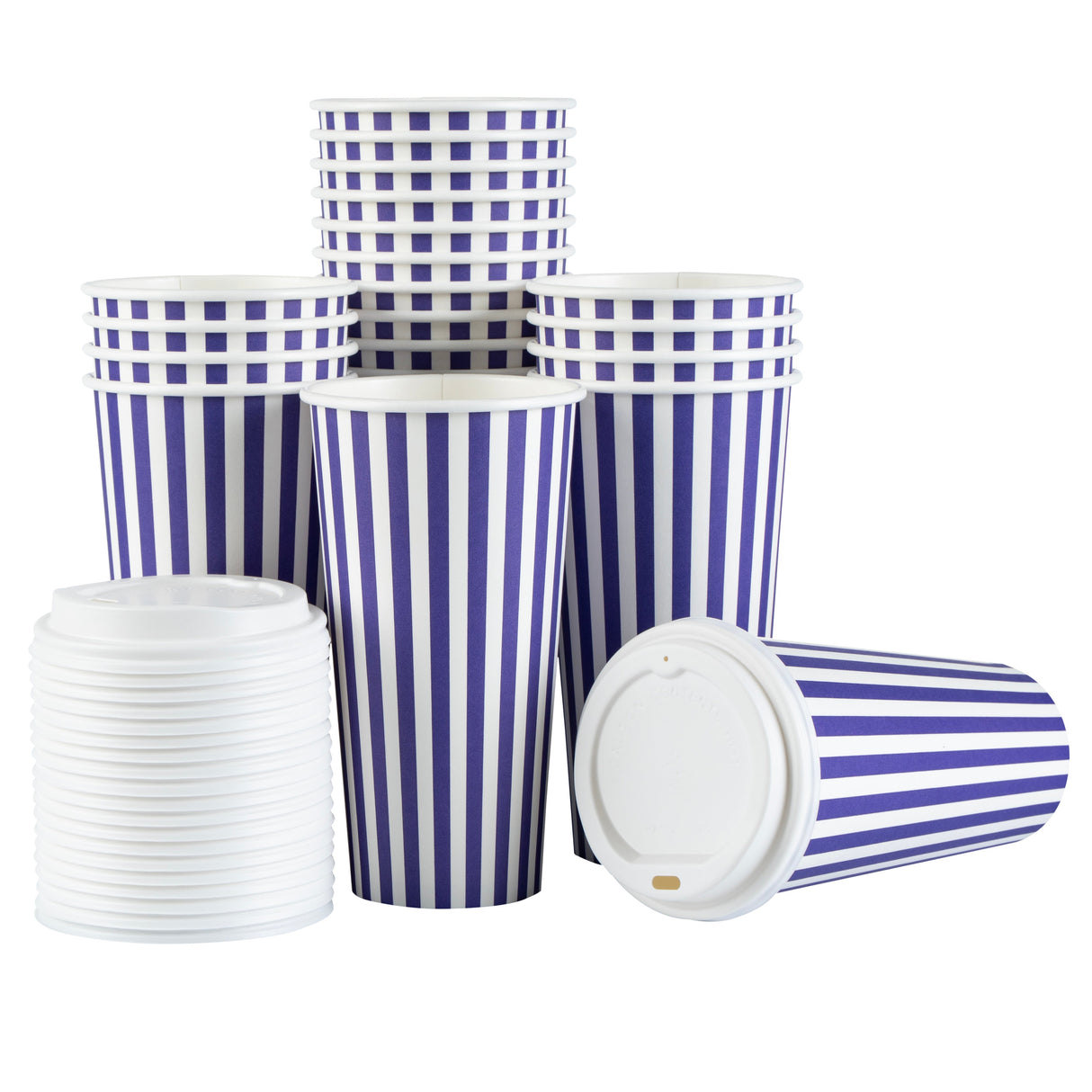 Cups, Hot, Restpresso 20 Ounce, Paper, Purple & White, Single Wall, 3.50 x 3.50 x 6.50 Inch, with White Lid,20 - 20 COUNT