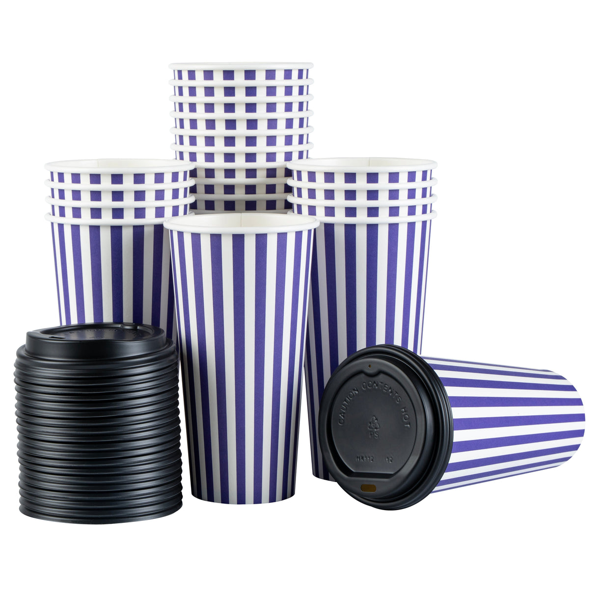 Cups, Hot, Restpresso 20 Ounce, Paper, Purple & White, Single Wall, 3.50 x 3.50 x 6.25 Inch, with Black Lid,20 - 20 COUNT