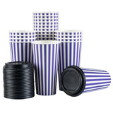 Cups, Hot, Restpresso 20 Ounce, Paper, Purple & White, Single Wall, 3.50 x 3.50 x 6.25 Inch, with Black Lid,20 - 20 COUNT