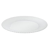 Plates, Moderna 7 x 7 x 0.50 Inch, Plastic, White, Wave Textured Rim, Round,40 - 1 EACH