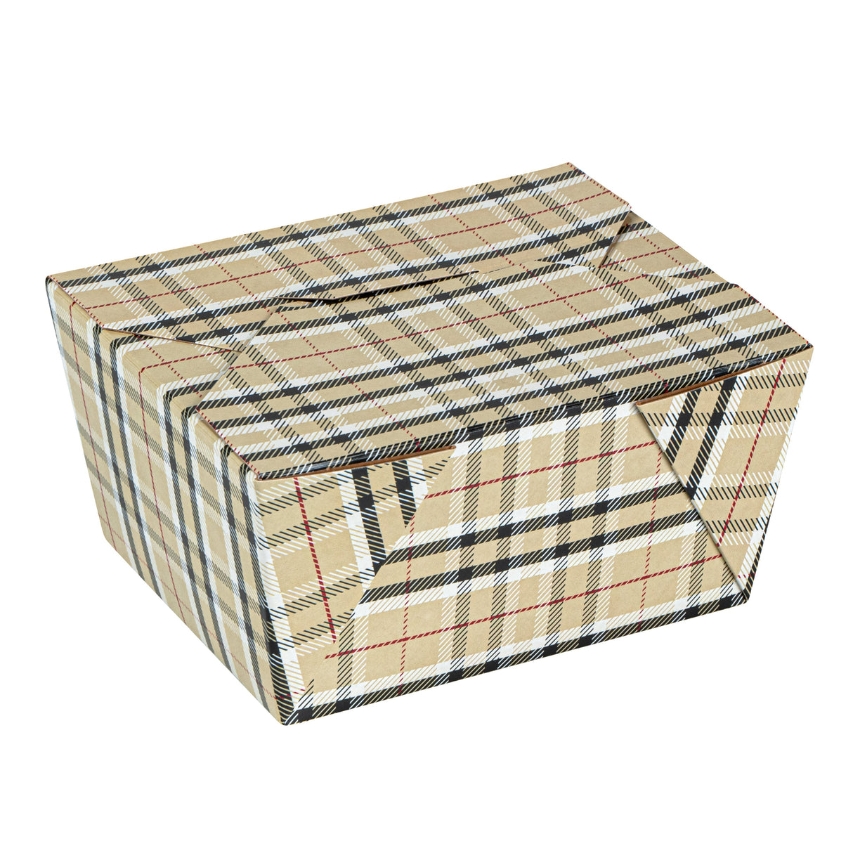 Containers, Take-Out, Bio Tek 30 Ounce, Paper, Plaid, 5 x 4 x 2.50 Inch, #1, Rectangular,50 - 1 EACH