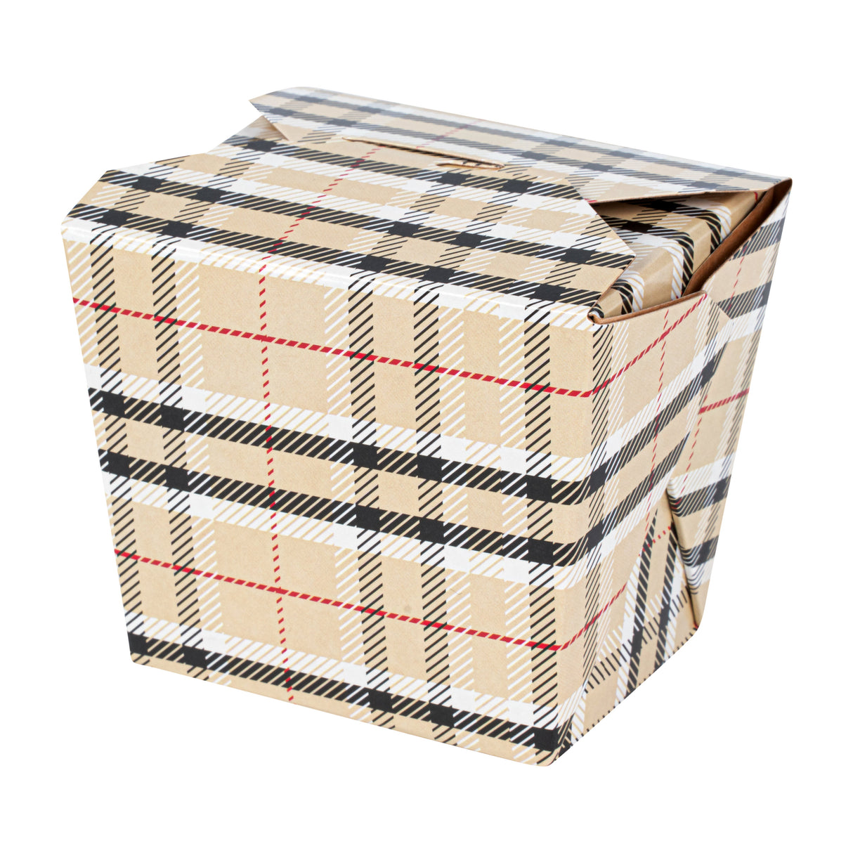 Containers, Noodle Take-Out, Bio Tek 8 Ounce, Paper, Plaid, Square,50 - 1 EACH