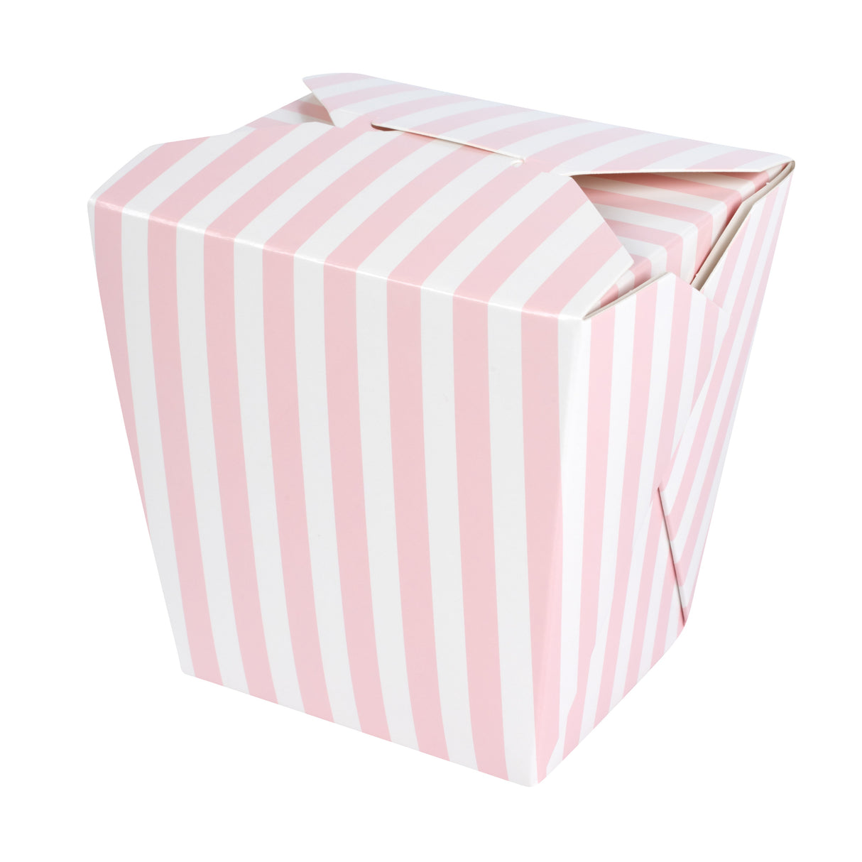 Containers, Noodle Take-Out, Bio Tek 26 Ounce, Paper, Pink & White Stripe, Square,50 - 1 EACH