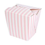 Containers, Noodle Take-Out, Bio Tek 26 Ounce, Paper, Pink & White Stripe, Square,50 - 1 EACH
