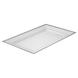 Plates, Moderna 11.50 x 7.25 x 0.75 Inch, Plastic, White, Silver-Rim, Rectangular,10 - 1 EACH