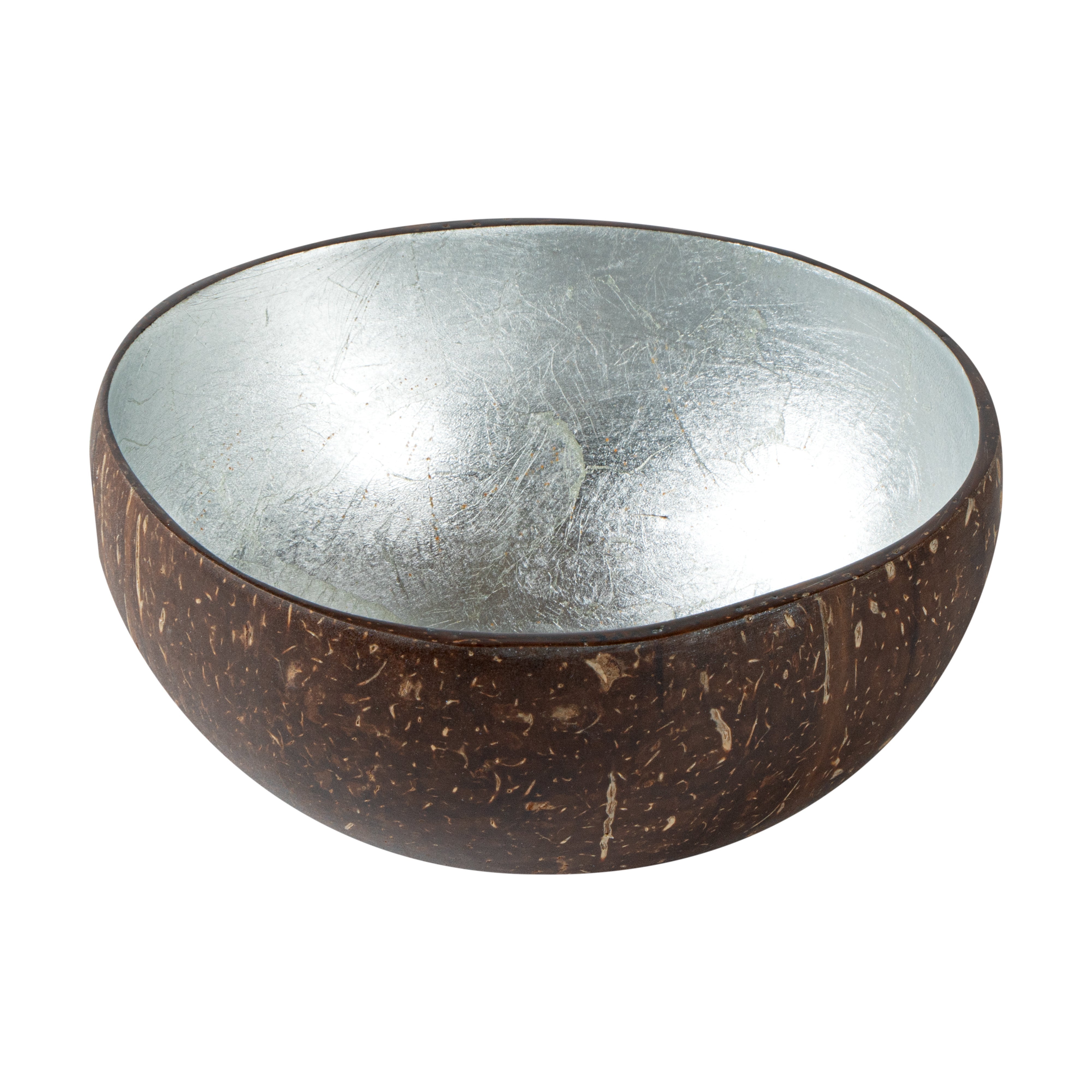 Bowls, Coco Casa Coconut Shell, 16 Ounce, Metallic Silver Inside