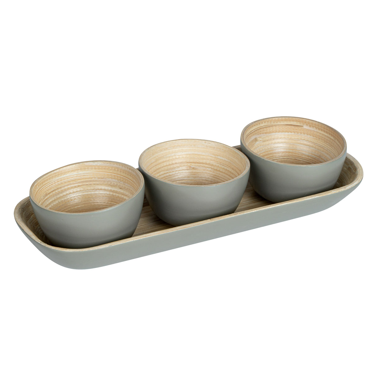 Bowl Set, Bambuddha Bamboo, Gray, with Bamboo Tray,1 - 4 PIECE
