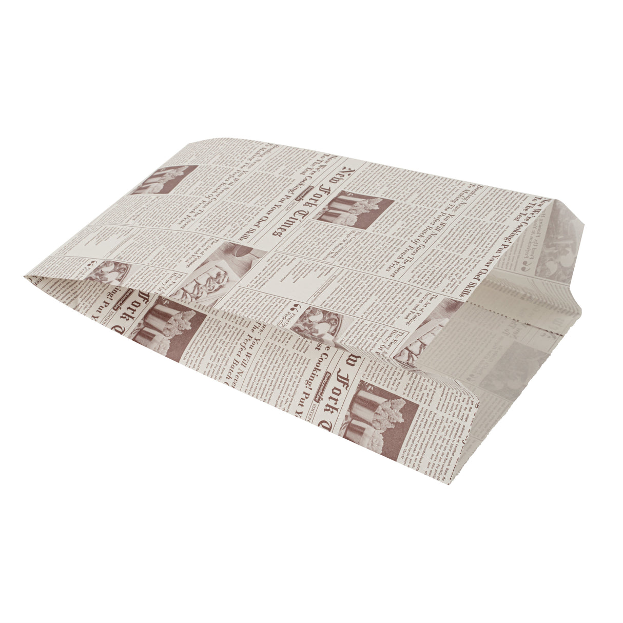Bags, French Fry & Snack, Bag Tek 4 x 2 x 8.75 Inch, Paper, Sepia Newsprint,100 - 1 EACH