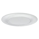 Plates, Moderna 7 x 7 x 0.50 Inch, Plastic, Clear, Wave Textured Rim, Round,5 - 40 COUNT