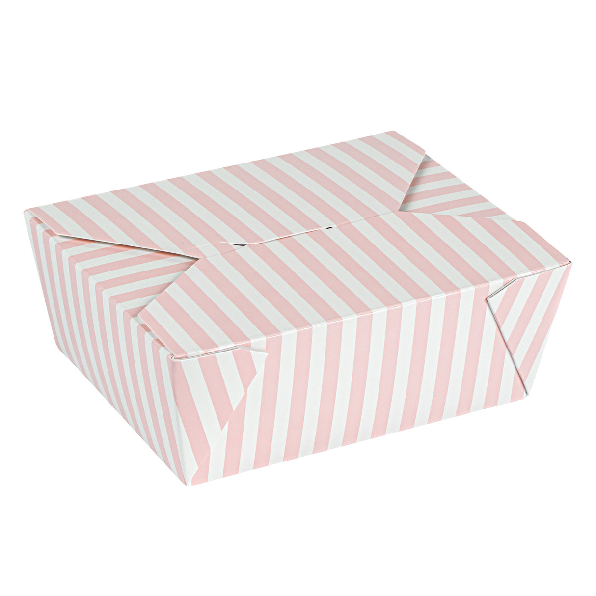 Containers, Take-Out, Bio Tek 45 Ounce, Paper, Pink & White Stripe, 6.75 x 5.50 x 2.50 Inch, #8, Rectangular,4 - 50 COUNT