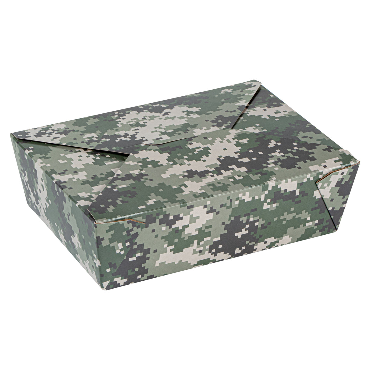 Containers, Take-Out, Bio Tek 71 Ounce, Paper, Camouflage, 8.50 x 6.25 x 2.50 Inch, #3, Rectangular,4 - 50 COUNT