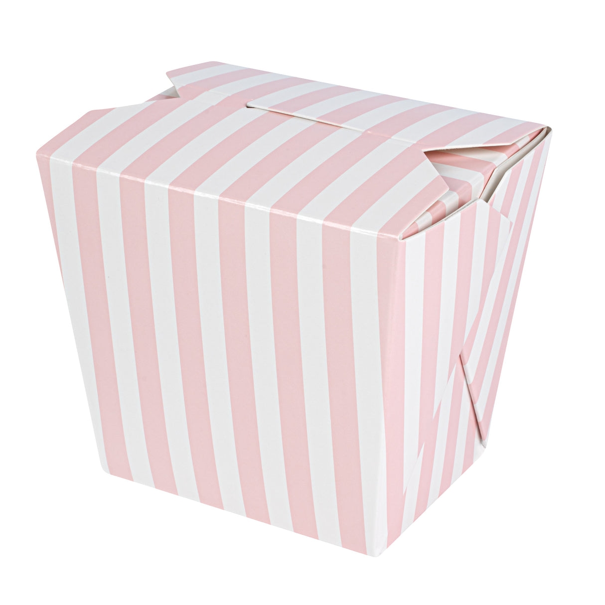Containers, Noodle Take-Out, Bio Tek 16 Ounce, Paper, Pink & White Stripe, Square,4 - 50 COUNT