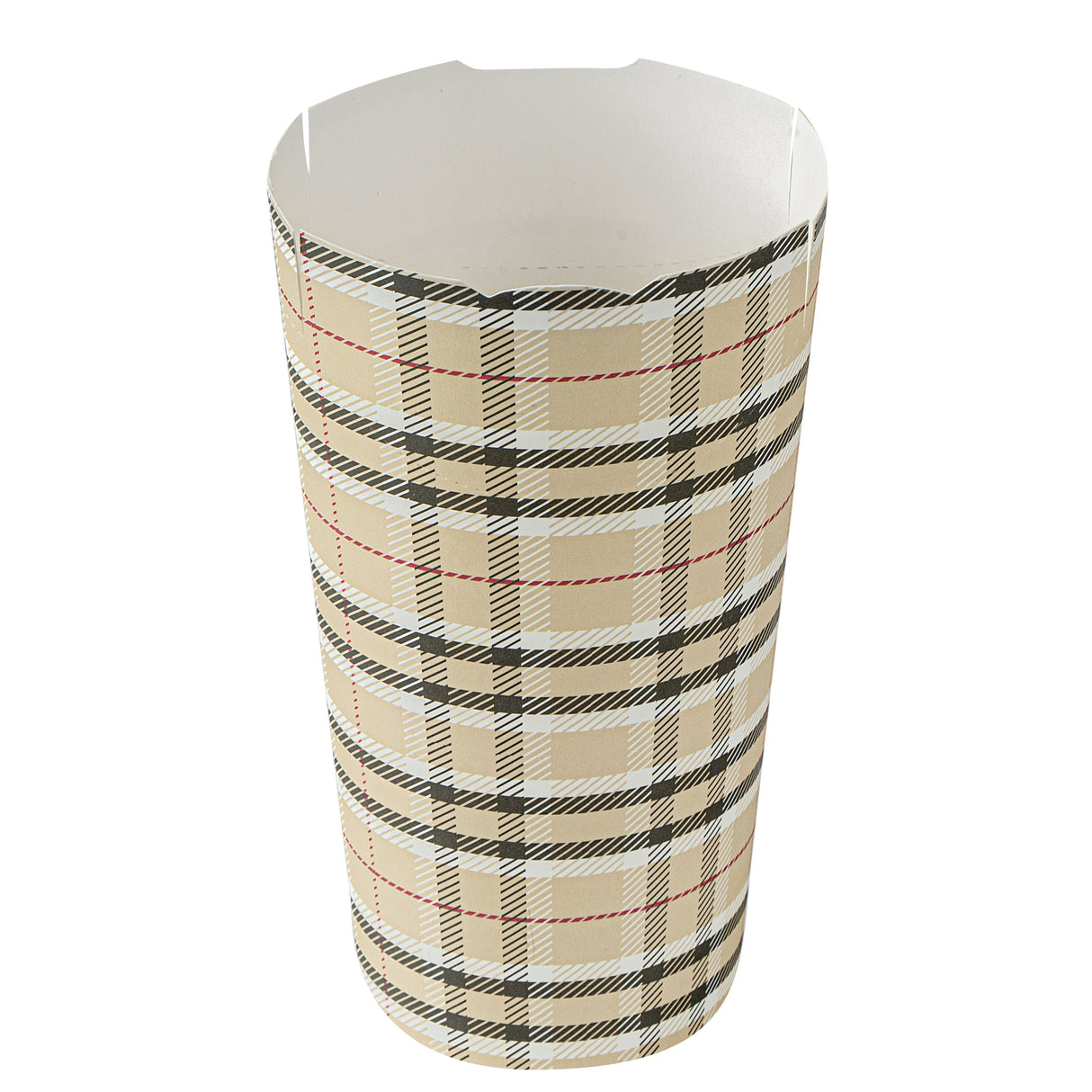 Cups, To-Go Fry, Bio Tek 20 Ounce, Paper, Plaid, 3.25 x 3.25 x 5 Inch,100 - 1 EACH